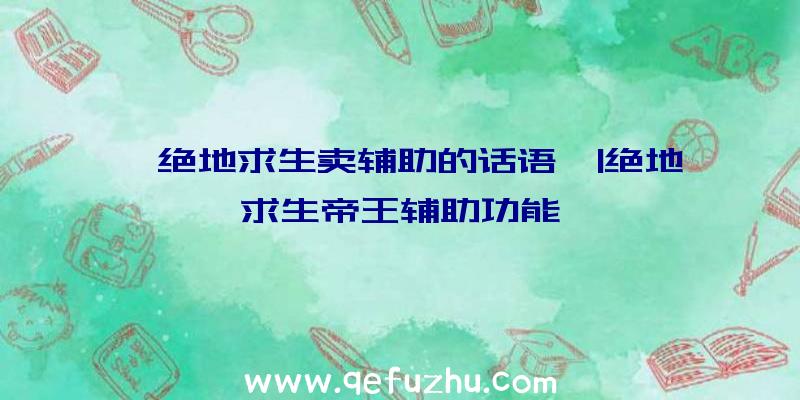 「绝地求生卖辅助的话语」|绝地求生帝王辅助功能